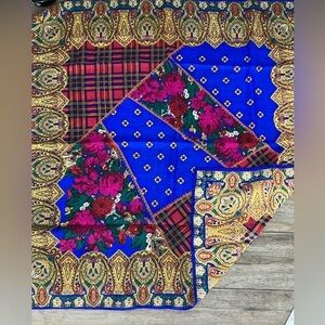 Echo Wool Scarf Floral Plaid Paisley 34" Square Accessory Challis